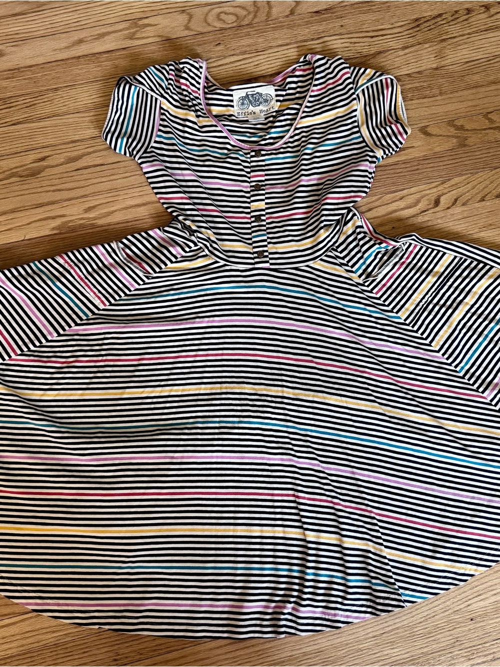 Effie's Heart Black Rainbow Striped Dress XL